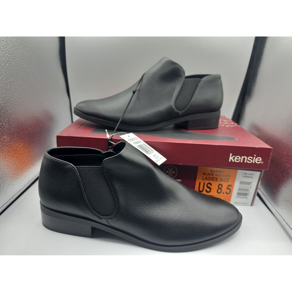 Kensie Sammy Ankle Boot Womens 8.5 Black Slip On Chelsea Boots KS252480 NEW